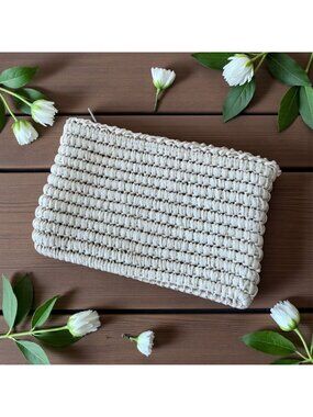 MARCUS BROTHERS Vintage Cream Woven Italian Clutch Bag